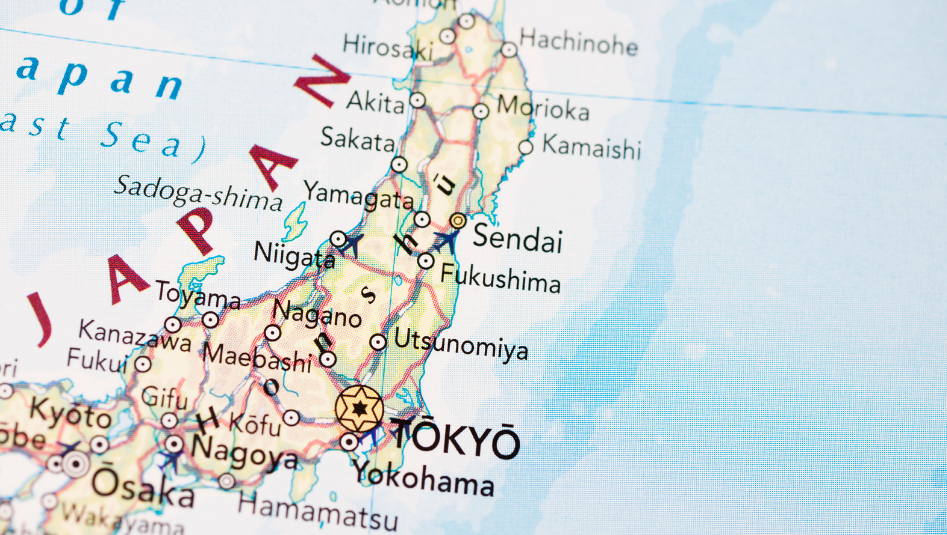 Map of Japan highlighting Tokyo as a potential location for starting a business with a Startup Visa in Japan.